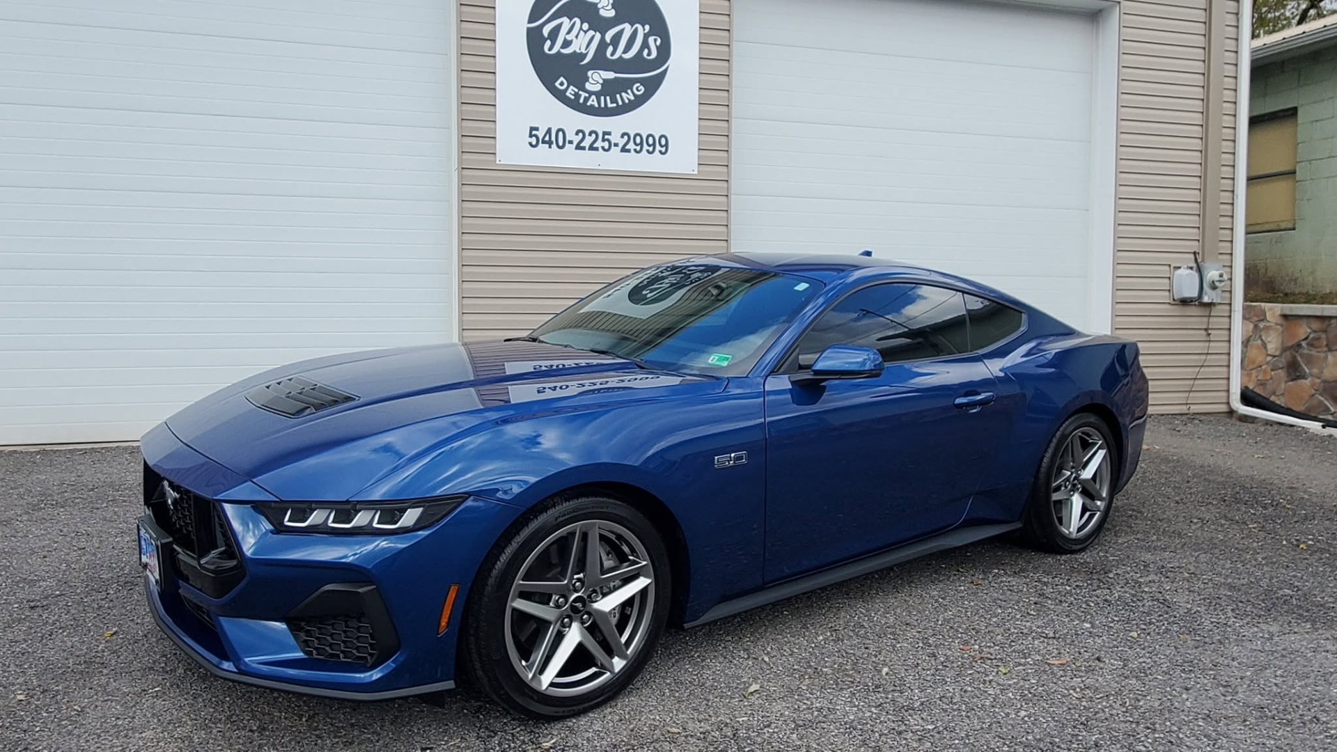 Blue Ford Mustang detailed by Big D's