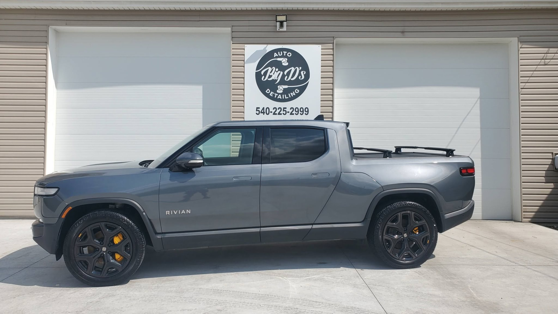 Gray Rivian truck detailed by Big D's