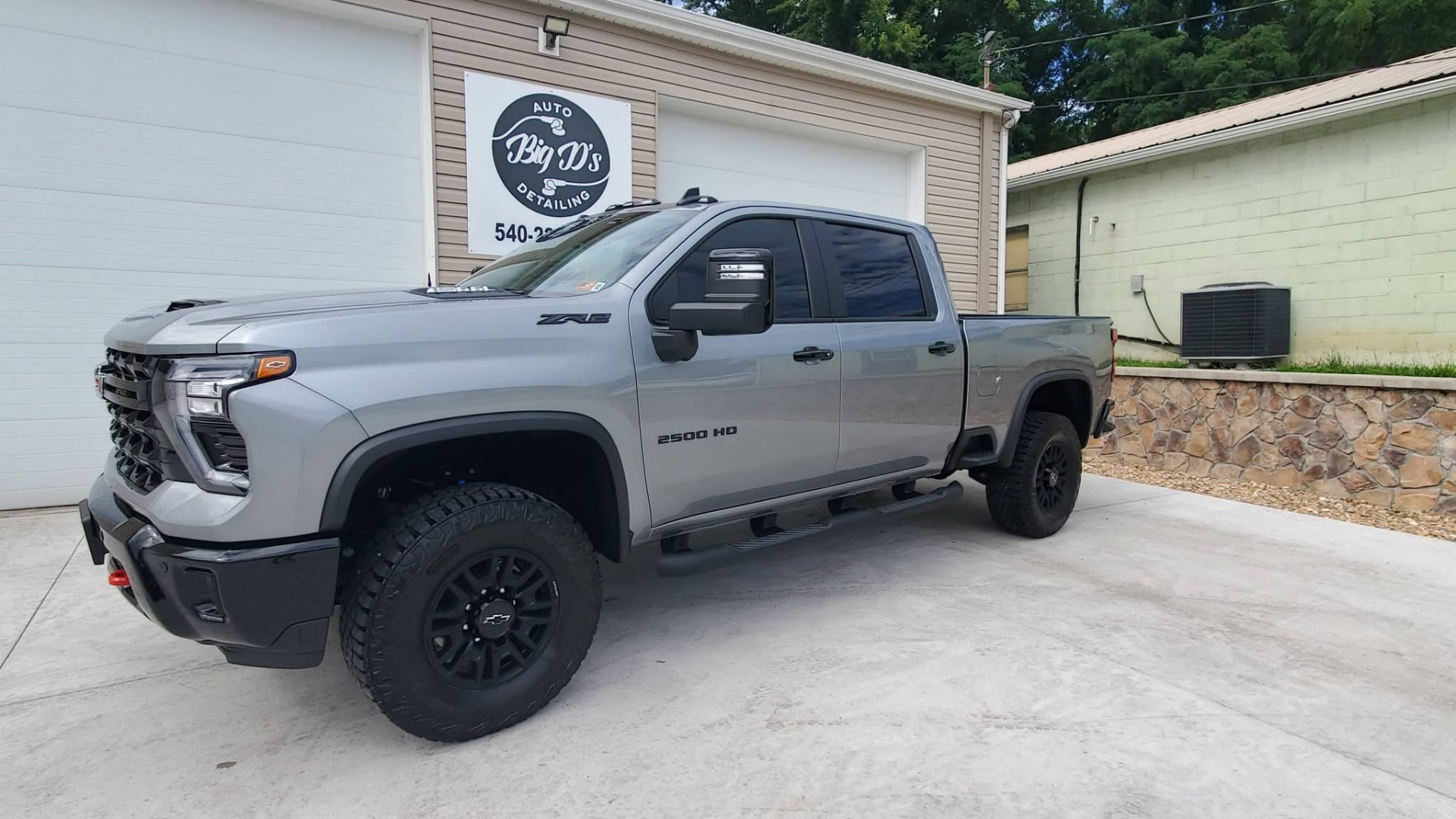 Gray Chevrolet Silverado HD detailed by Big D's